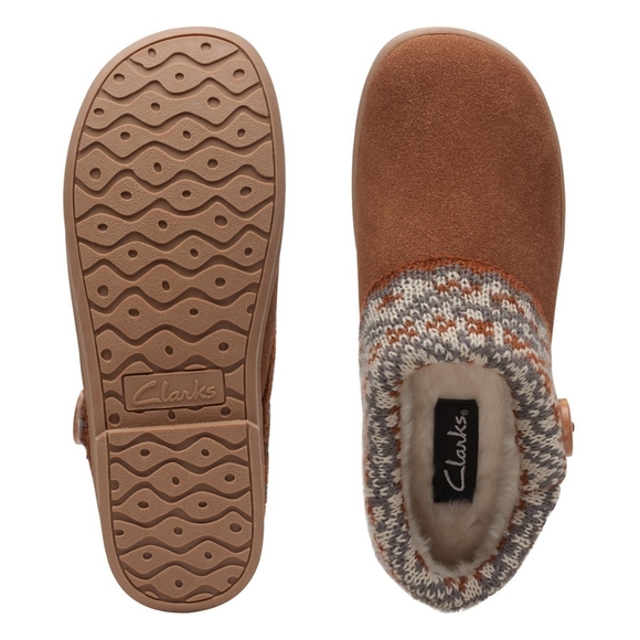 NWT Clarks tan fur-lined slippers, size 7M - Picture 6 of 9